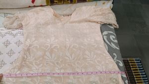 Peach Colour Thread Work Dress