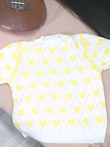 Yellow Hearts Knitted Tee