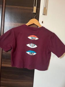 Burgundy Graphic Crop Top