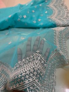 Blue Net Saree