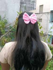Pink Crochet Bow Hair Clip (All Colour Available)