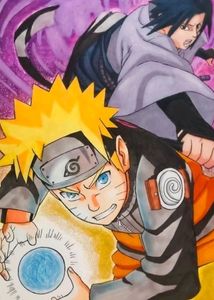 A4 Size Naruto And Sasuke Fighting drawing