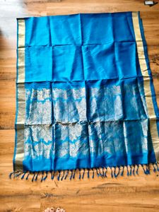 Blue &amp; Gold Pure Silk Saree