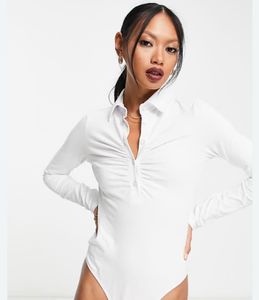 Zara White Fitted Collar Top