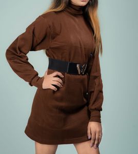 Brown Turtleneck Dress