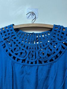 Blue Dress with Cutout Neckline