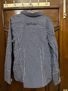 Gingham Embroidered Button Down Shirt For Girls