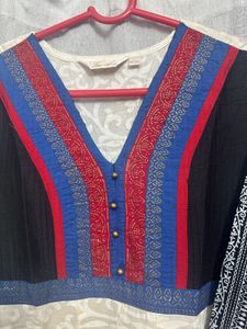 Beautiful White Black And Multicolor Anarkali Kurt