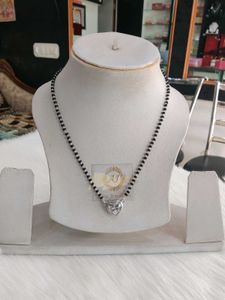 925 Silver Heart Shape Mangalsutra Wth Hallmarked