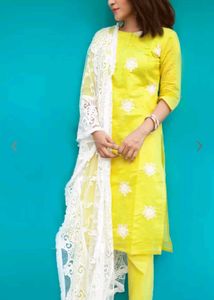 Elegant Yellow Embroidered Kurta Set