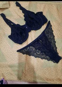 Navy Lace Bra and Panty Set