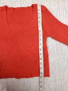 Orange Square Neck Top For Women