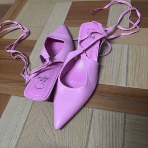 Pink Tie Up Kitten Heels