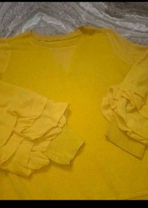 Yellow Ruffle Sleeve Top