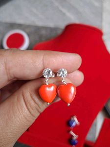 Heart Drop Earrings Silver