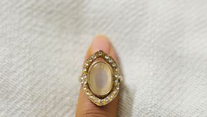 Gold-Plated Artificial Stones Studded Ring