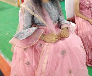 Crop Top Lehga Pink Grey Wedding Special