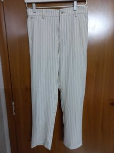 Off White Striped Trousers For Women