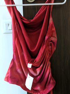 Stylish Red Tie-Dye Halter Top
