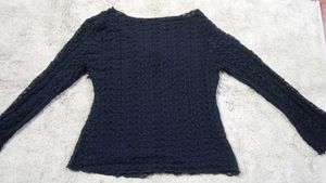 Black Textured Long Sleeve Top