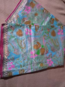 Pastel Floral Silk Saree _Fixed Price 🙏