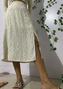 Floral Print A Line Skirt