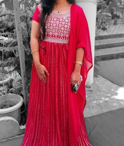 Red Embroidered Kurta Set