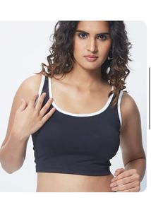 Black Cropped Tank with White Trim