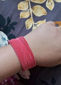 Pink Velvet Bangles Set Of 12