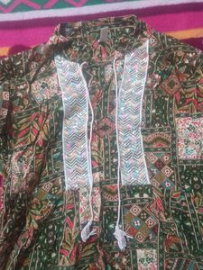Boho Chic Green Print Top