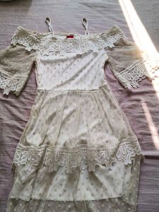 Cream White Mini Dress Off Shoulder