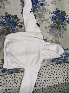 White Hoodie with Bow Detail