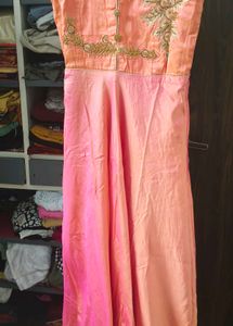 Peach Embroidered Party Dress