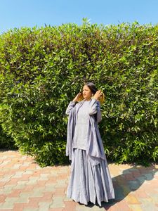 Gray Top and Sharara Set