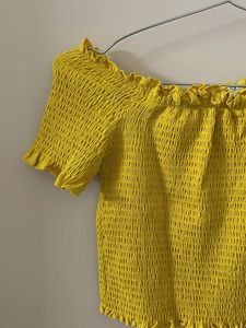 Golden Hour Glow Off-Shoulder Smocked Crop Top