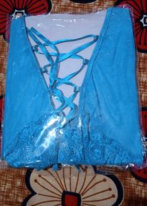 Teal Lace Halter Bodysuit