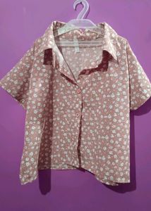 Peach Floral Print Top