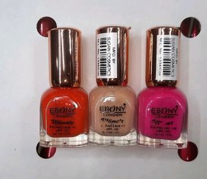Ebony Matte Nail Paint. Combo Of Orange/Nude/Pink