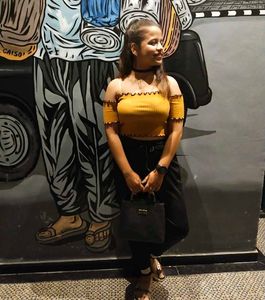Yellow Off-Shoulder Crop Top