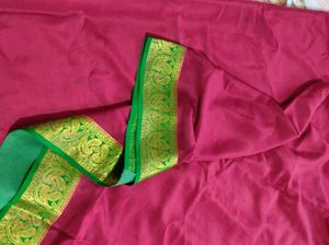 Maronish Red And Green Pure Crepe Silk Saree