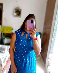 Blue Polka Dot Maxi Dress