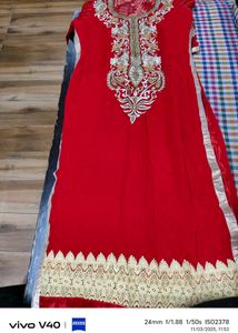 Elegant Red Embroidered Kurta Set