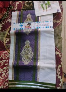 Libas White Cotton Dress Material