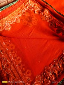 Hand Work Orange Odhni