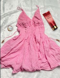 Pink Crochet Summer Dress