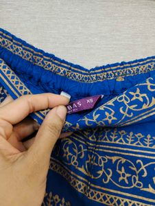 Blue printed Cotton Straight Kurta With Palazzos