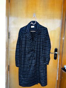 Plaid Wool Trench Coat