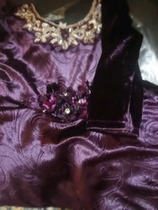 Gorgeous  Dark Purple Frock Velvet Full Sleeves