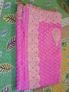 Elegant Pink Embellished Saree