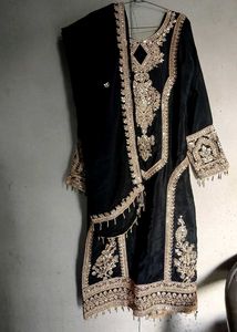 Elegant Black & Gold Embroidered Suit